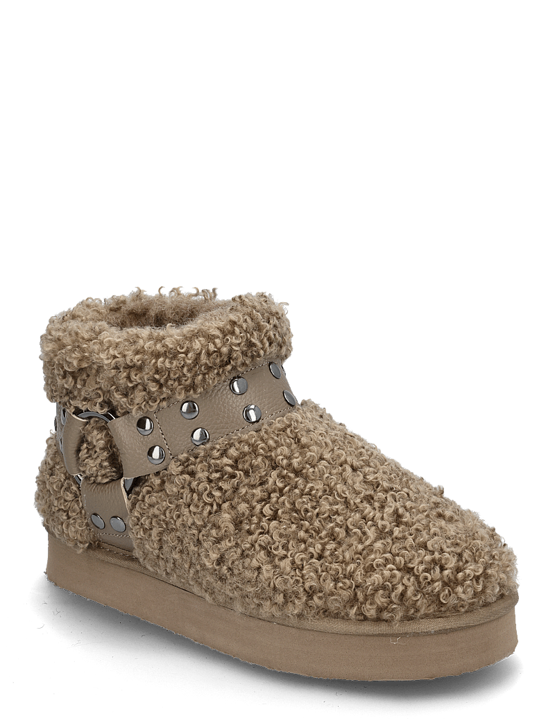 Bianco - Varm Flatform Ankle Boot #SU - teddy boots - taupe - 1