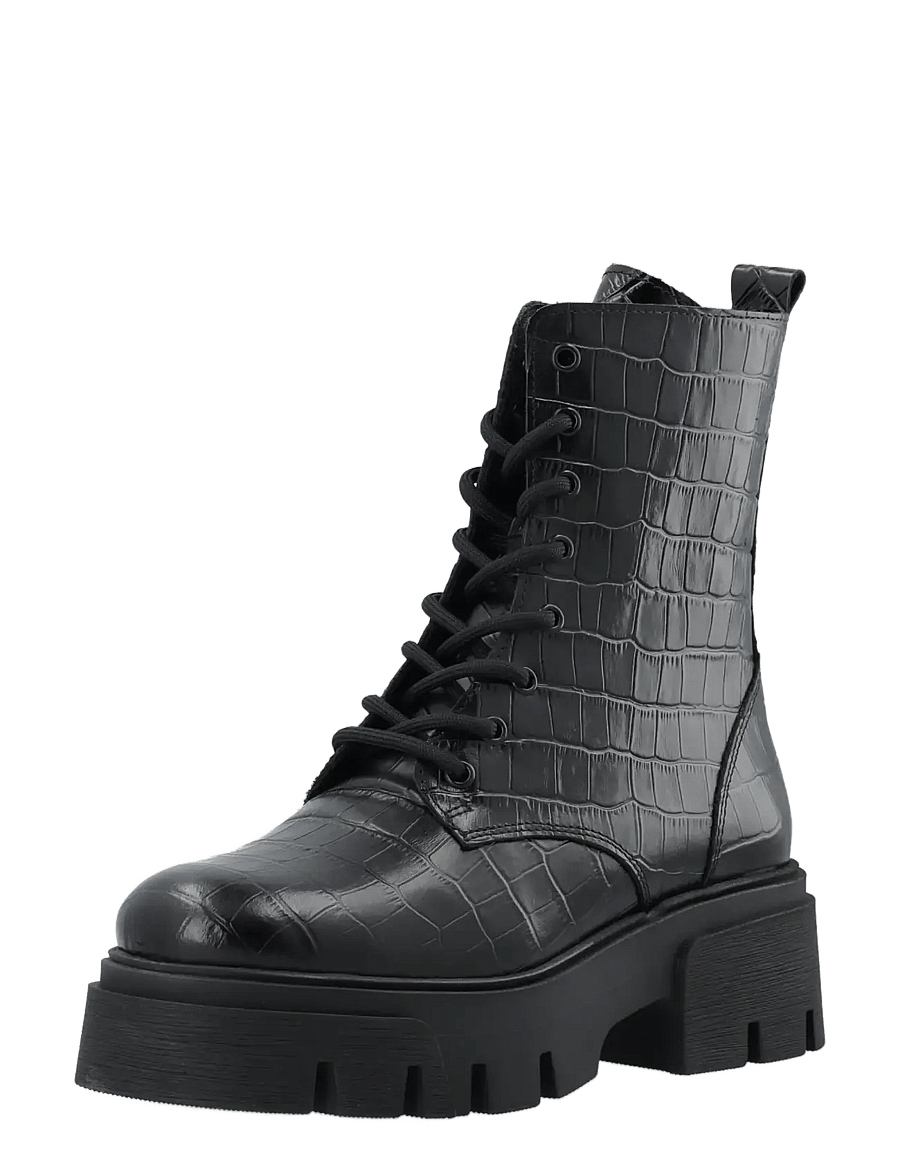 Bianco - Indi Lace Boot #C - paeltega saapad - black croco - 0