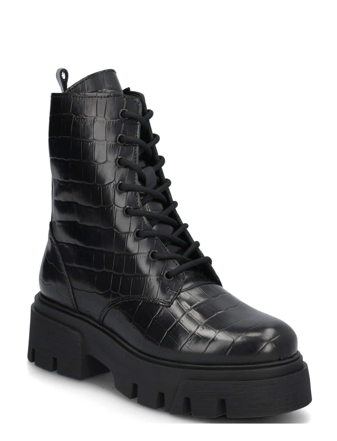 Bianco Indi Lace Boot #C - BIANCO - BLACK CROCO / black
