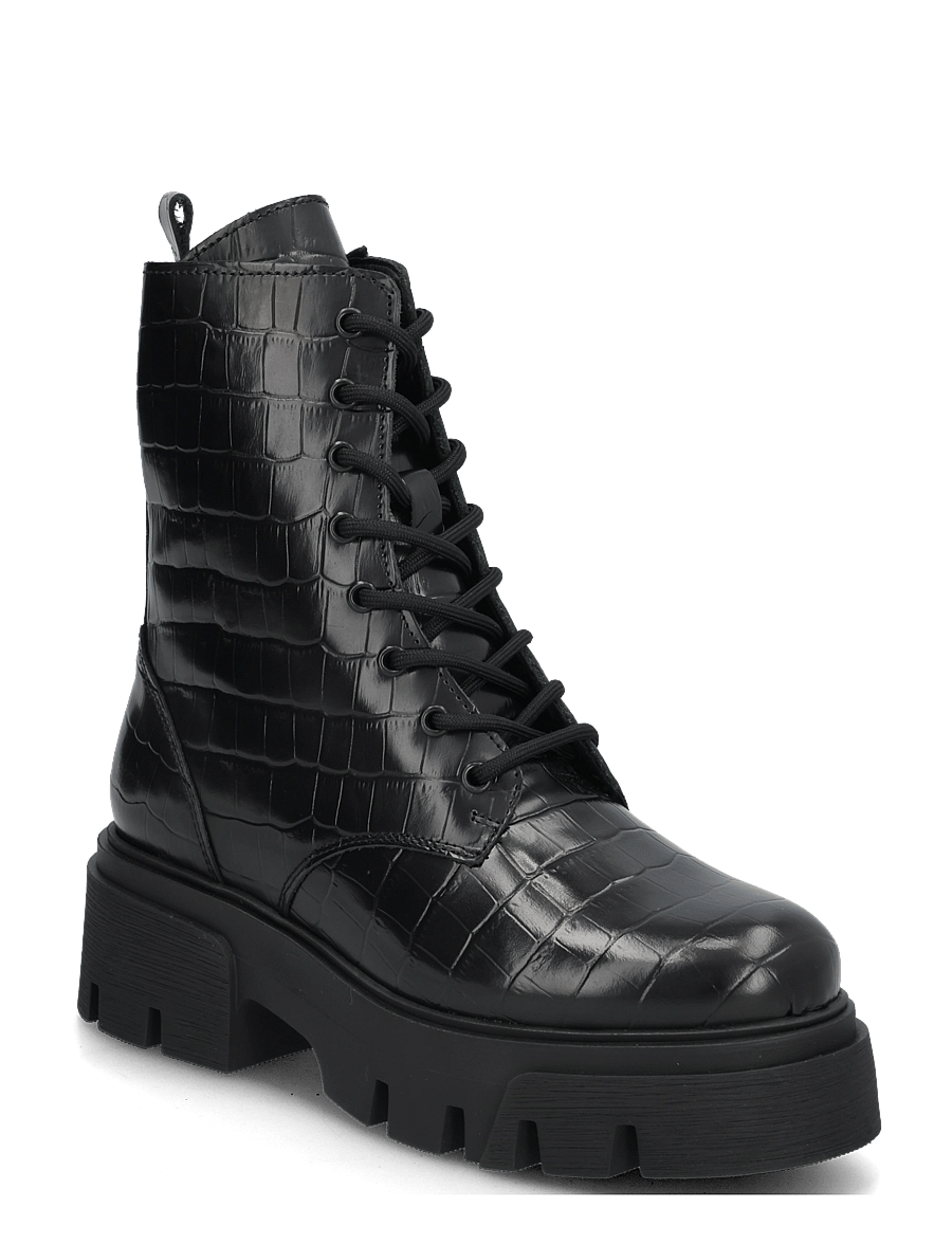 Bianco - Indi Lace Boot #C - kängor - black croco - 0