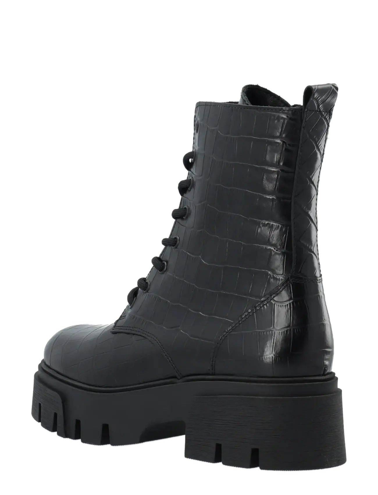Bianco - Indi Lace Boot #C - höstfynd - black croco - 2