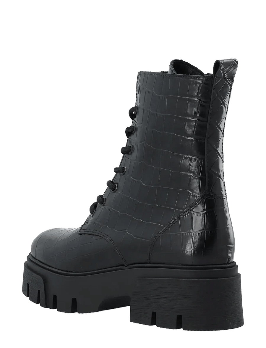 Bianco - Indi Lace Boot #C - paeltega saapad - black croco - 2