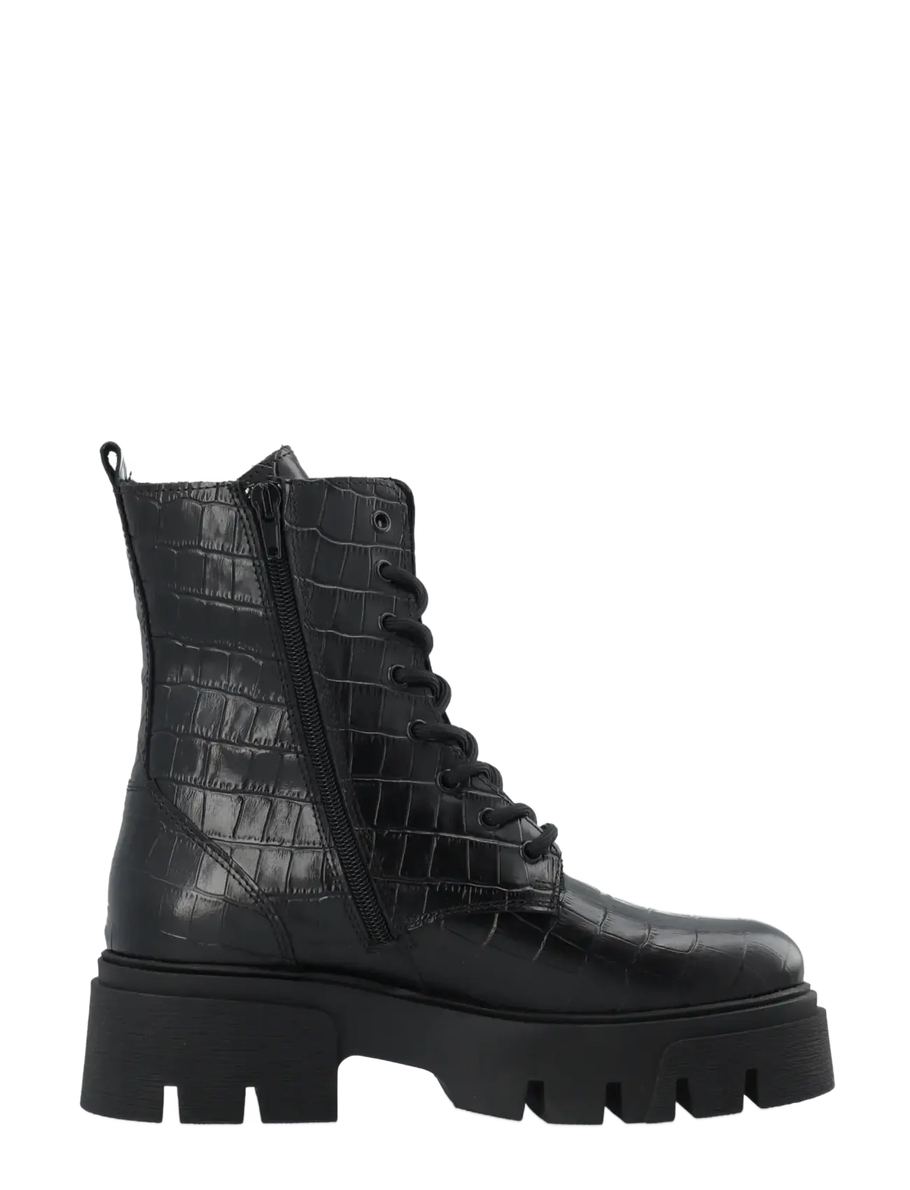 Bianco - Indi Lace Boot #C - höstfynd - black croco - 3