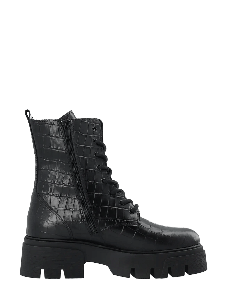 Bianco - Indi Lace Boot #C - paeltega saapad - black croco - 3