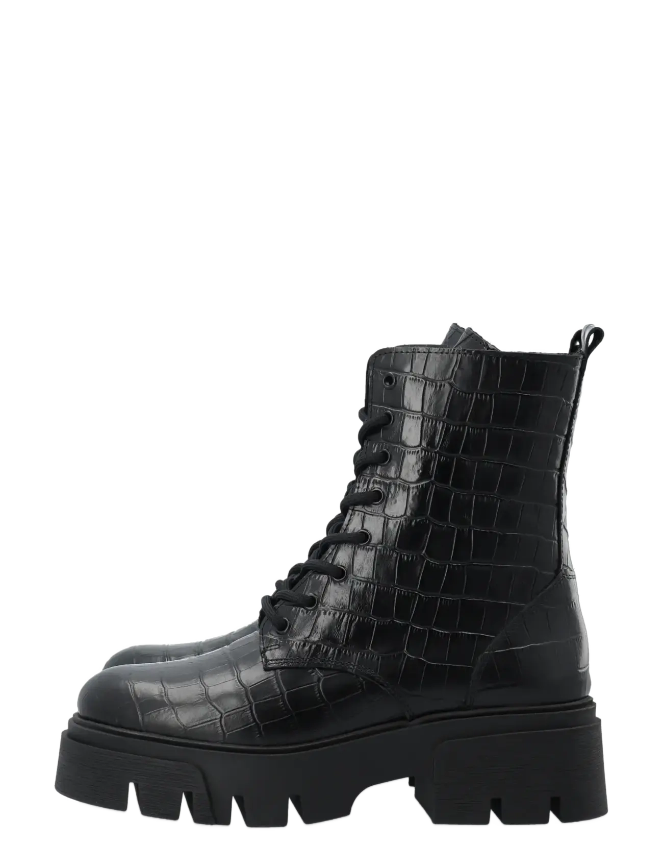 Bianco - Indi Lace Boot #C - höstfynd - black croco - 5