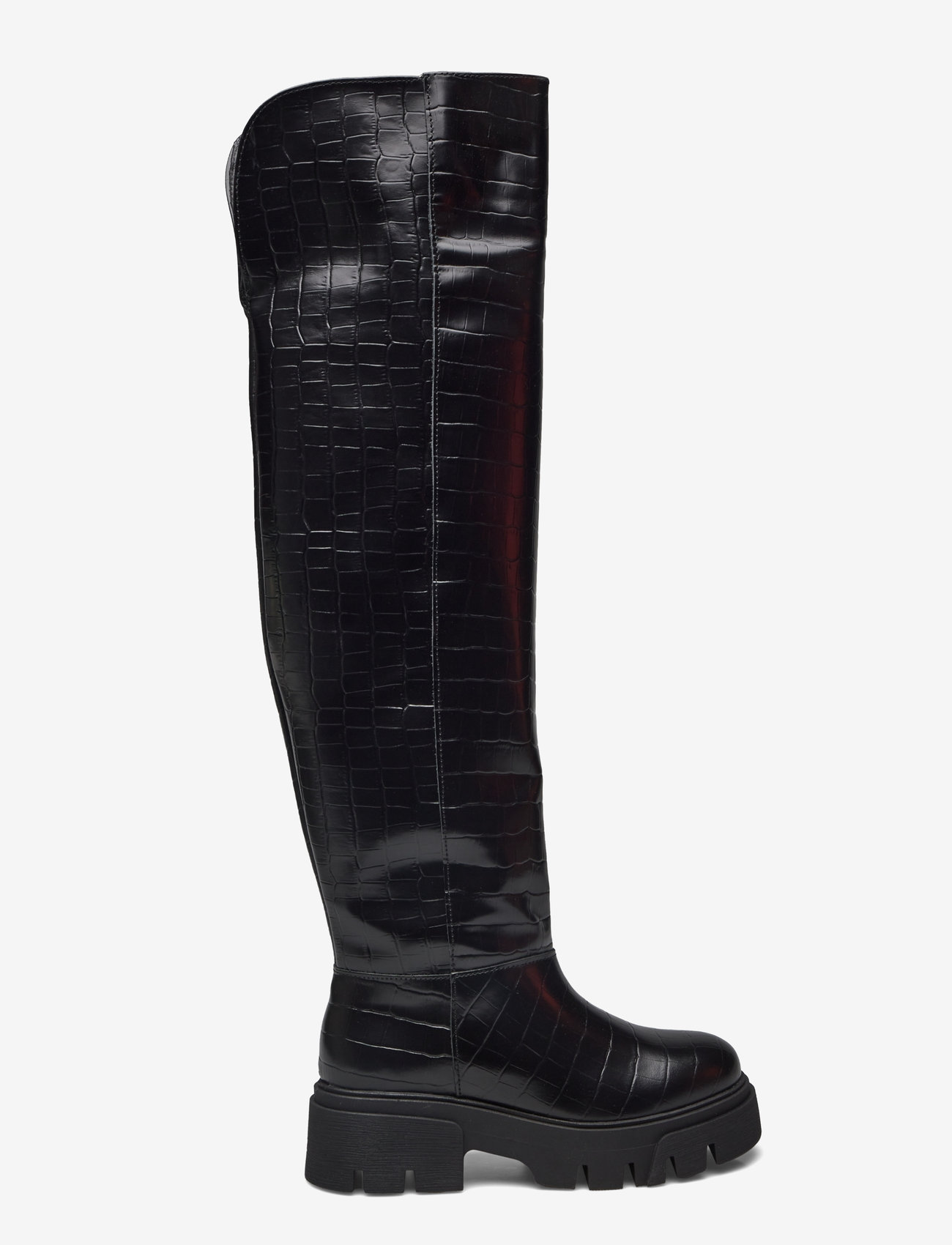 Bianco - Kall Over Knee Boot #C - pika säärega saapad - black croco - 1