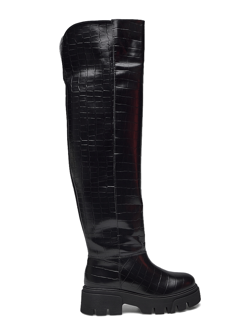 Bianco - Kall Over Knee Boot #C - knähöga stövlar - black croco - 2