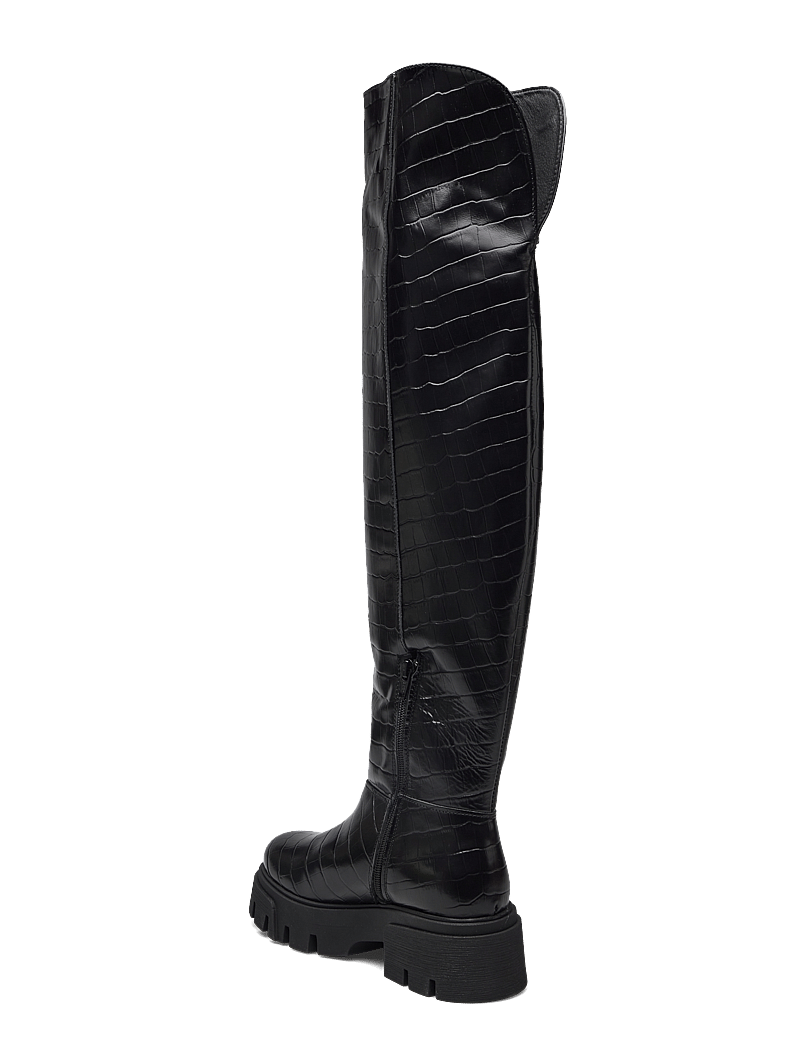 Bianco - Kall Over Knee Boot #C - knähöga stövlar - black croco - 3