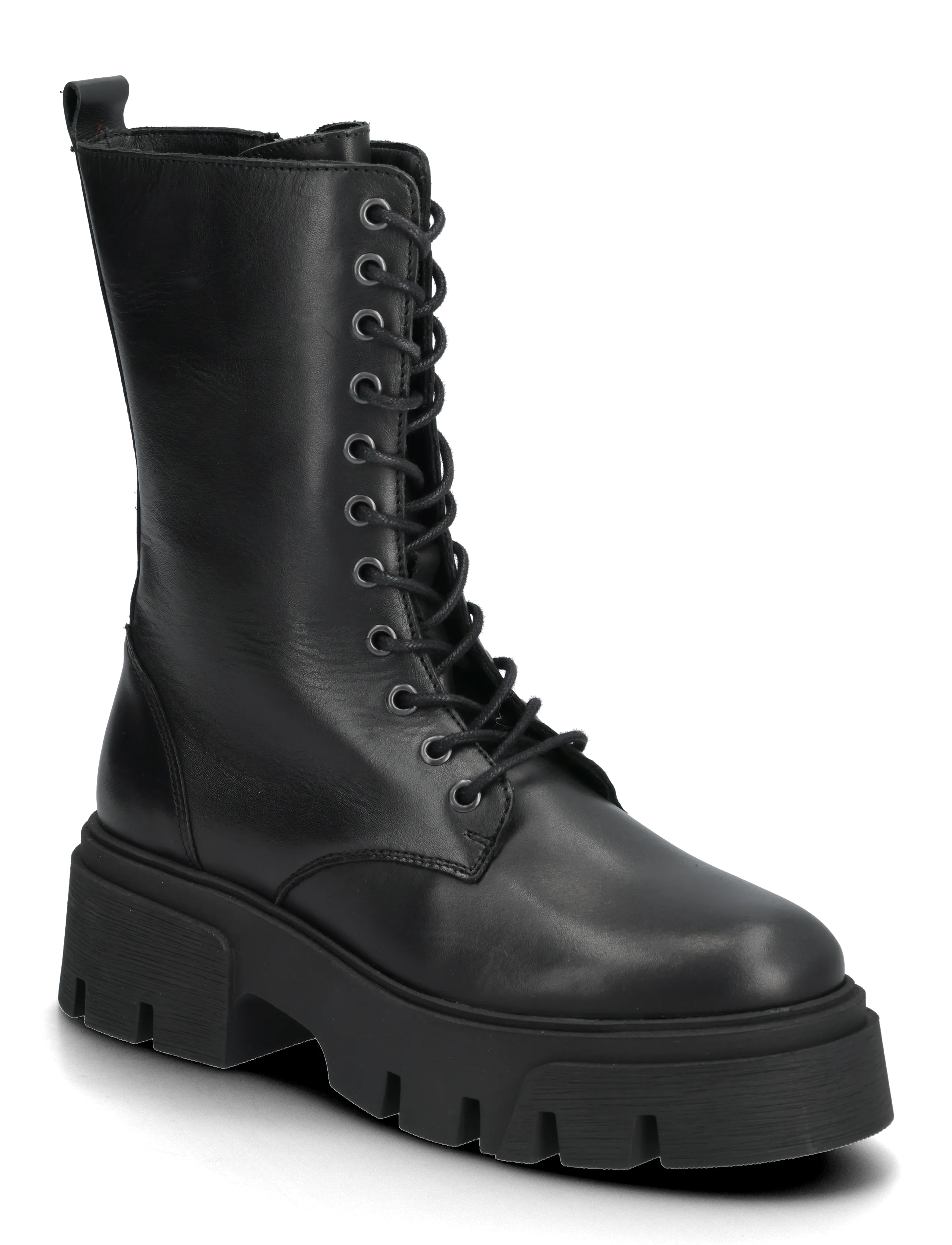 BIAMIA Lace Up Boot Smooth Leather - BLACK