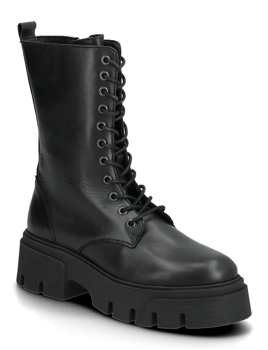 Bianco - BIAMIA Lace Up Boot Smooth Leather - snørestøvler - black - 0