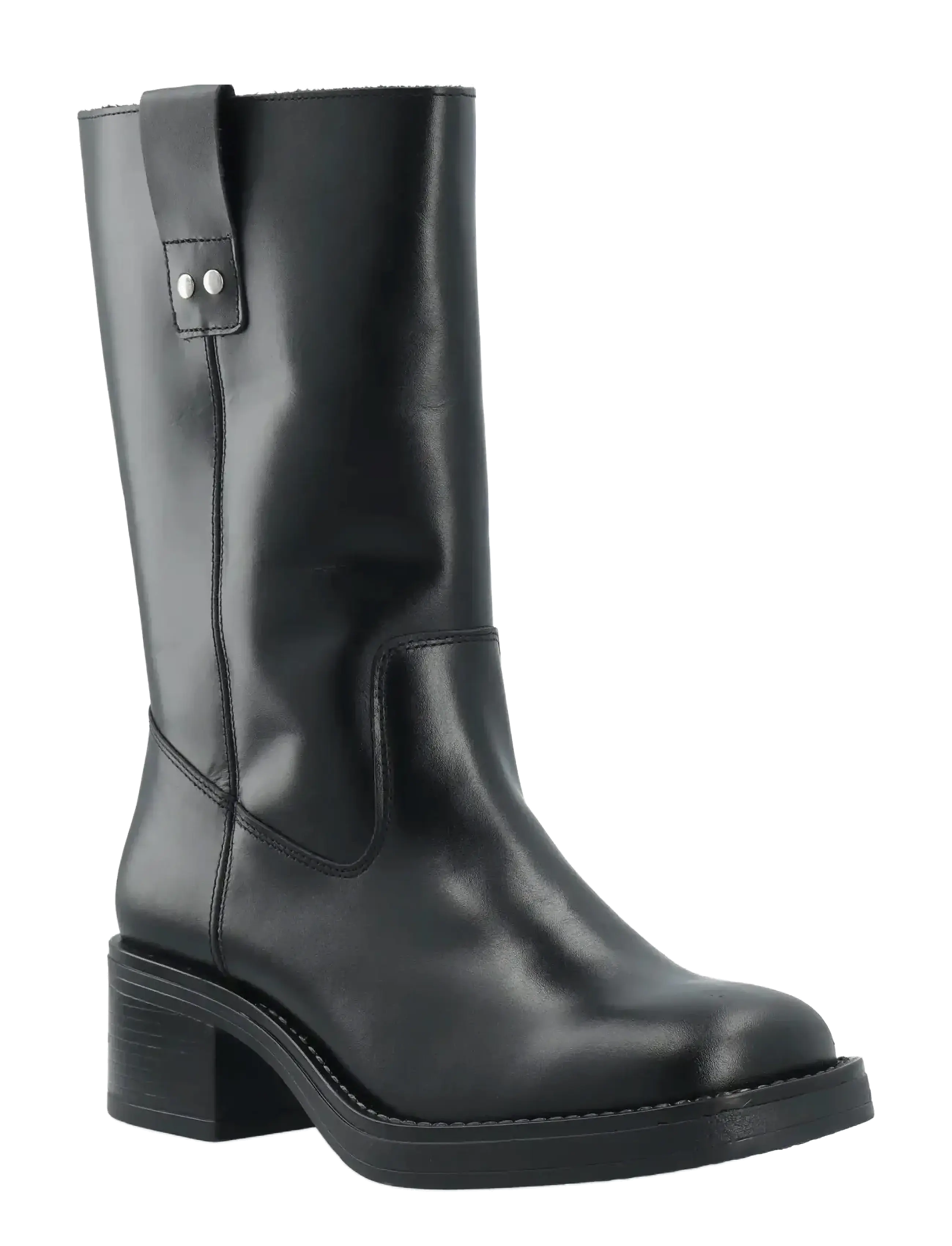BIANCO Biamary Mid Pull On Stiefel Smooth Leder Schwarz - 38 - Damen