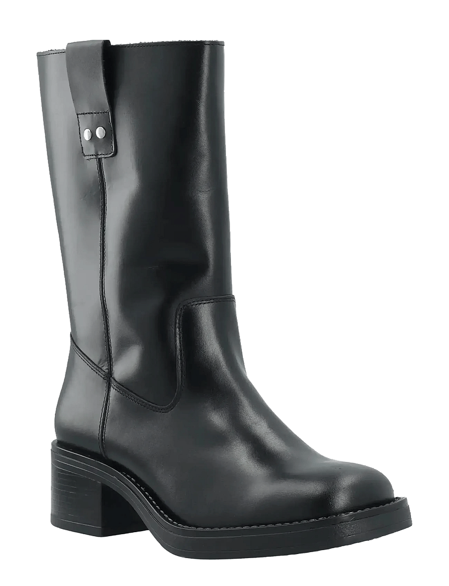 Bianco - BIAMARY Mid Pull On Boot Smooth Leather - stövletter - black - 0