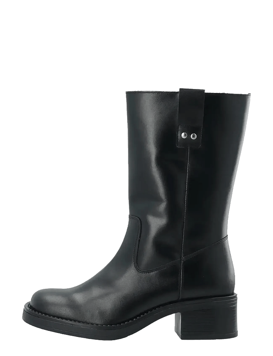 Bianco - BIAMARY Mid Pull On Boot Smooth Leather - stövletter - black - 1