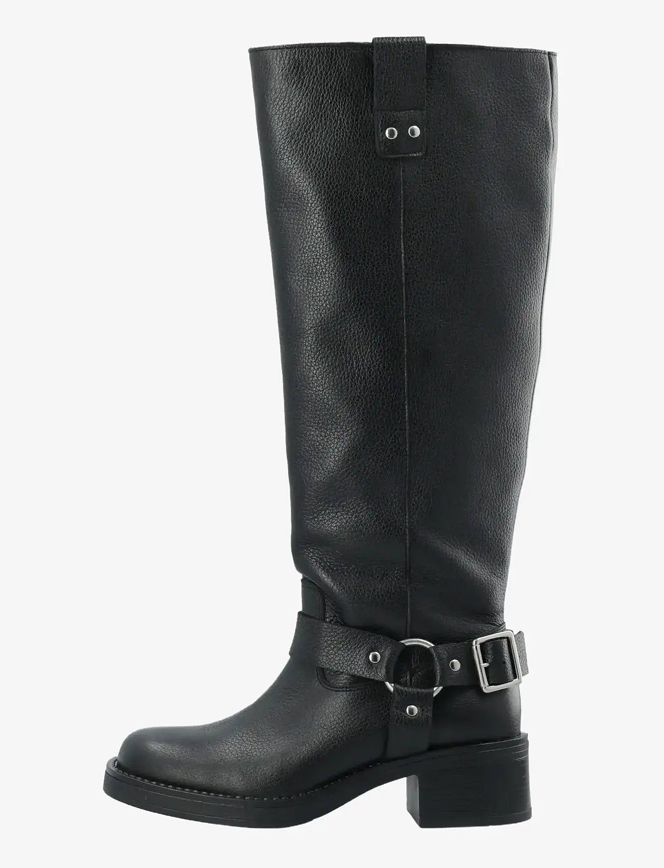 Bianco - BIAMARY Knee High Biker Boot Tumbled Leather - kniehohe stiefel - black - 1
