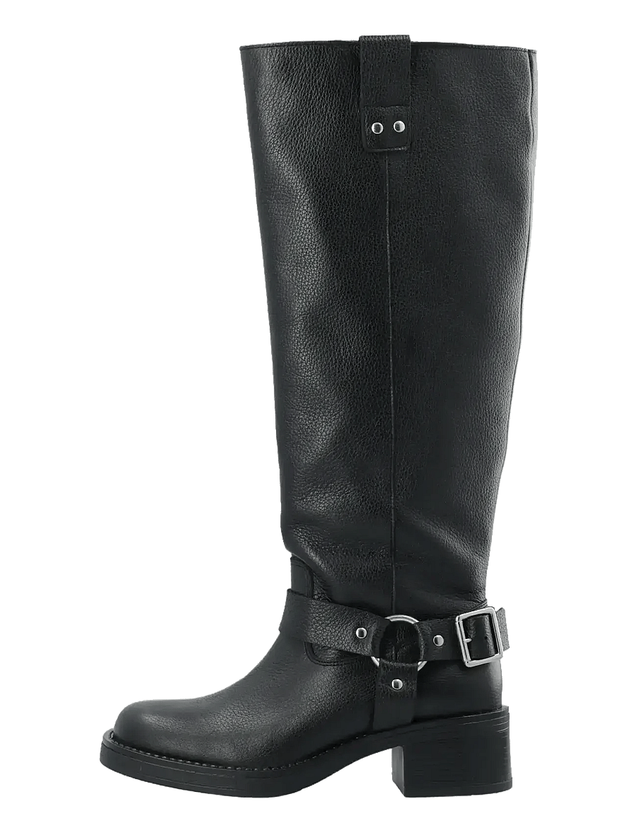 Bianco - BIAMARY Knee High Biker Boot Tumbled Leather - bottes hautes au genou - black - 1