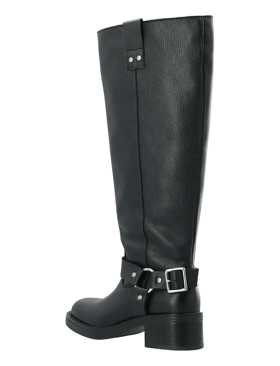Bianco - BIAMARY Knee High Biker Boot Tumbled Leather - bottes hautes au genou - black - 3