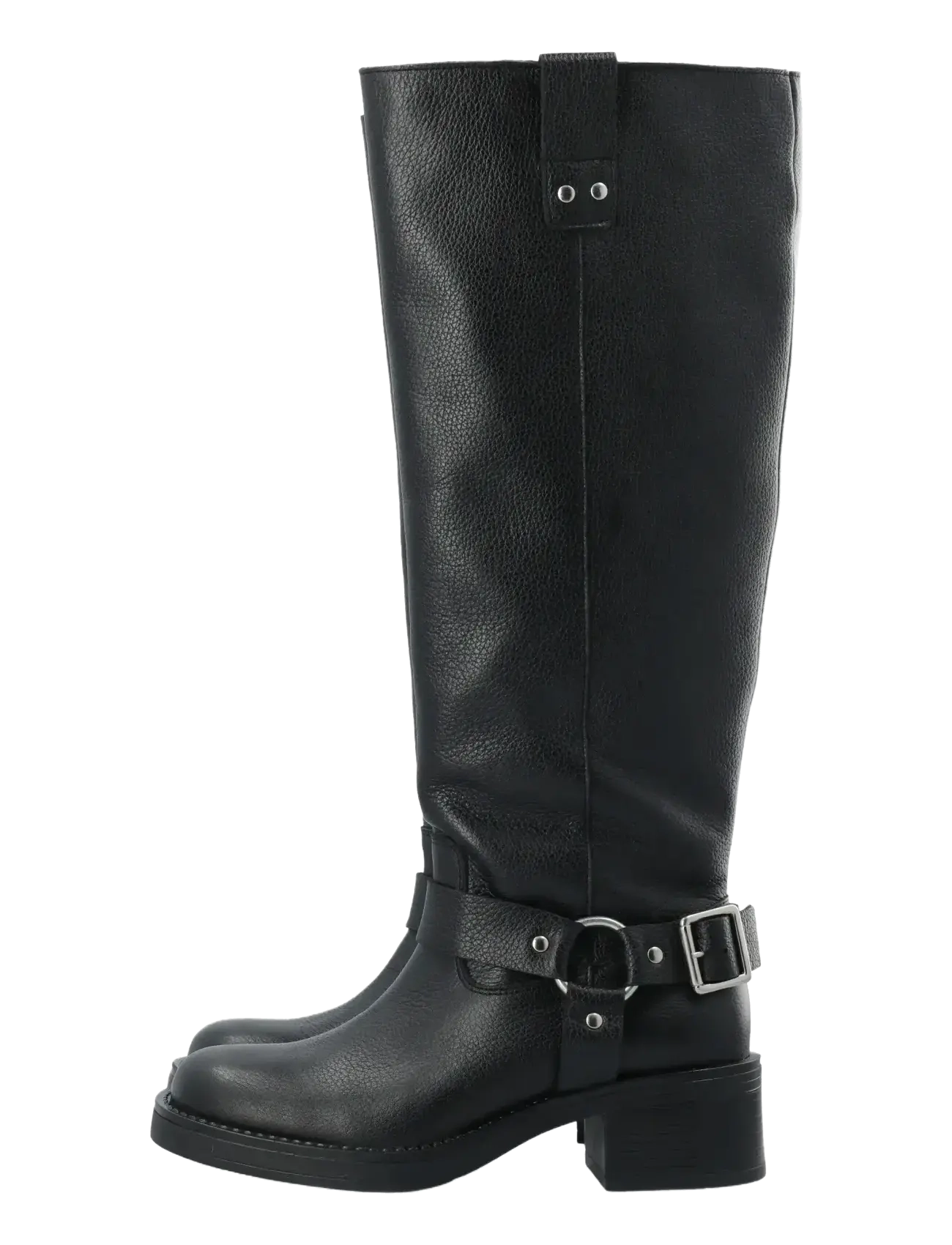 Bianco - BIAMARY Knee High Biker Boot Tumbled Leather - knee high boots - black - 4