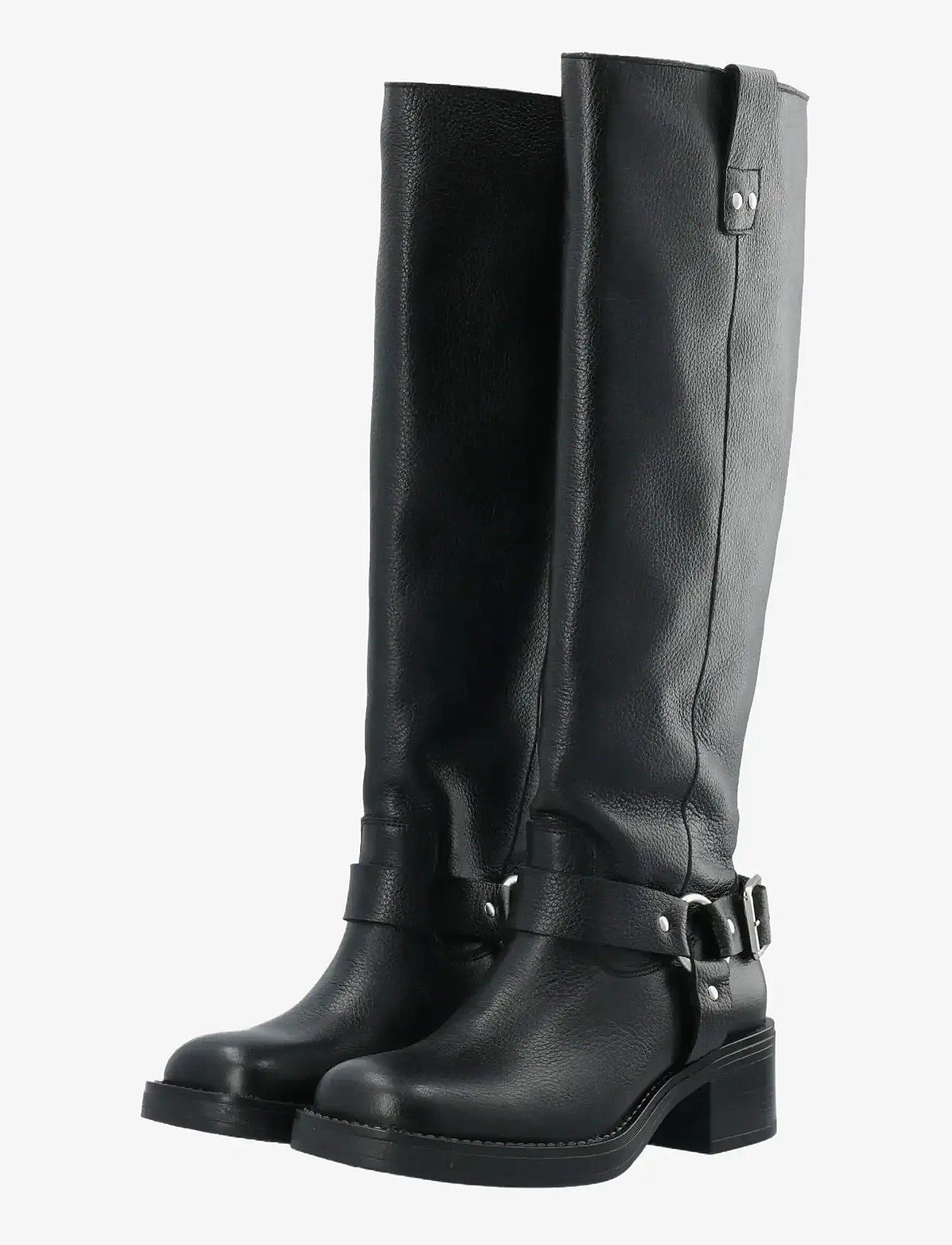 Bianco - BIAMARY Knee High Biker Boot Tumbled Leather - kniehohe stiefel - black - 5