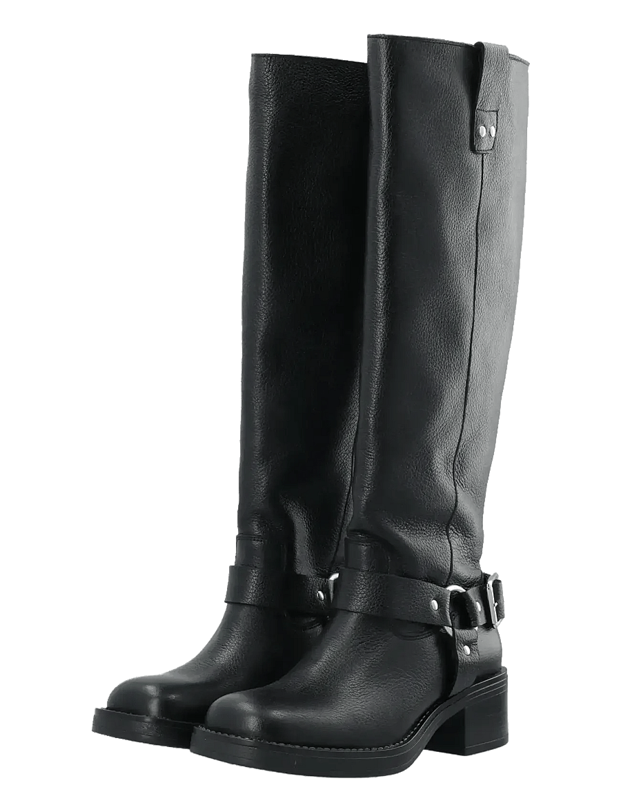 Bianco - BIAMARY Knee High Biker Boot Tumbled Leather - bottes hautes au genou - black - 5