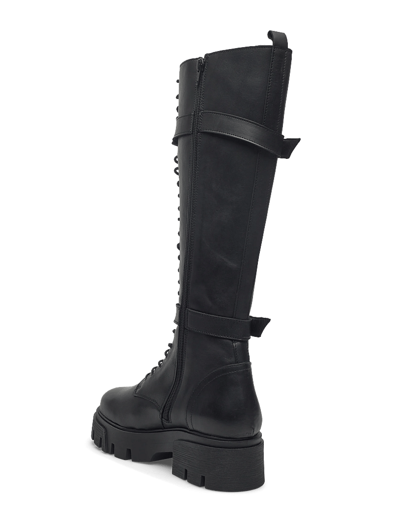 Bianco - BIAMIA Knee High Lace Up Boot Smooth Leather - langskaftede støvler - black - 2