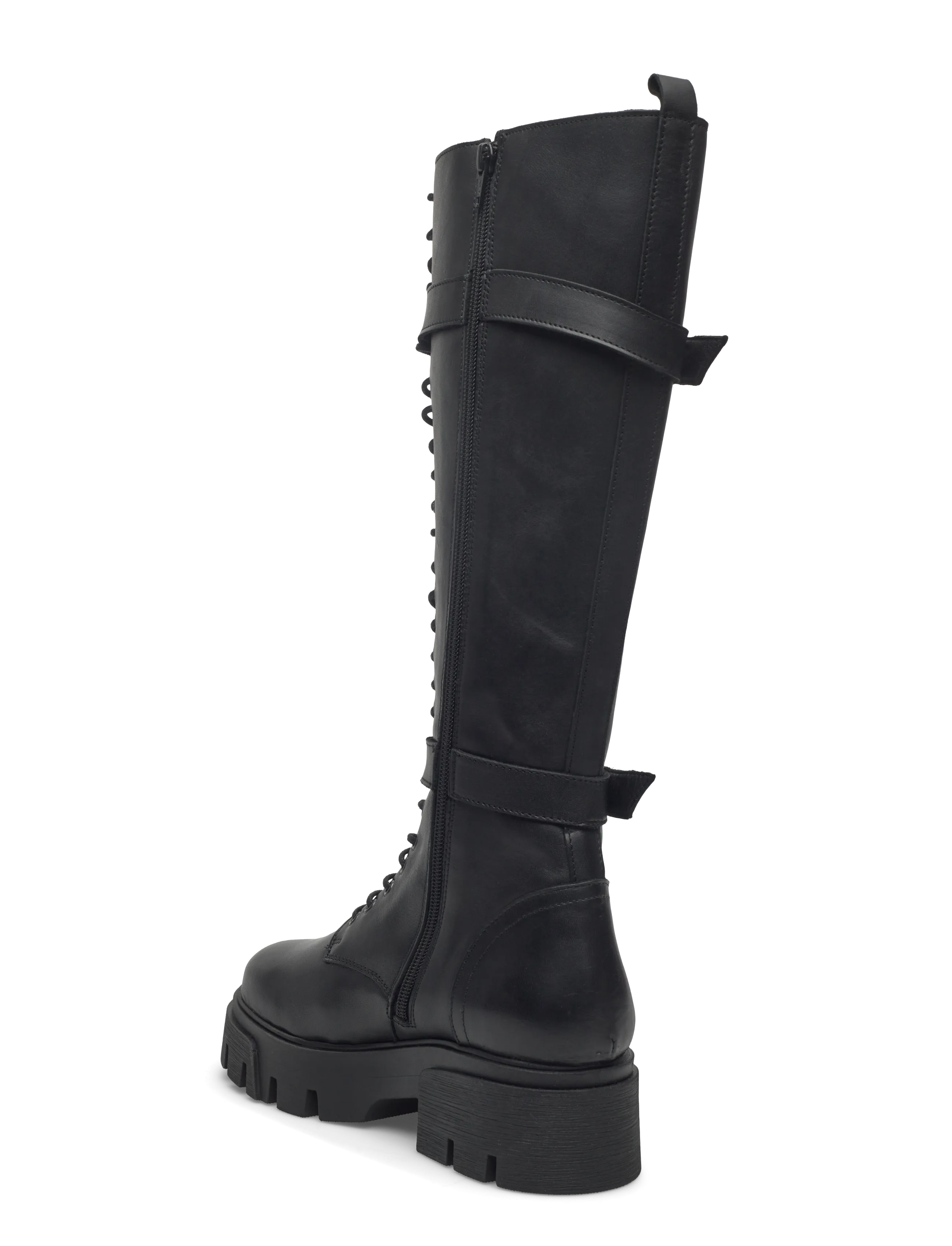 Bianco - BIAMIA Knee High Lace Up Boot Smooth Leather - knähöga stövlar - black - 3