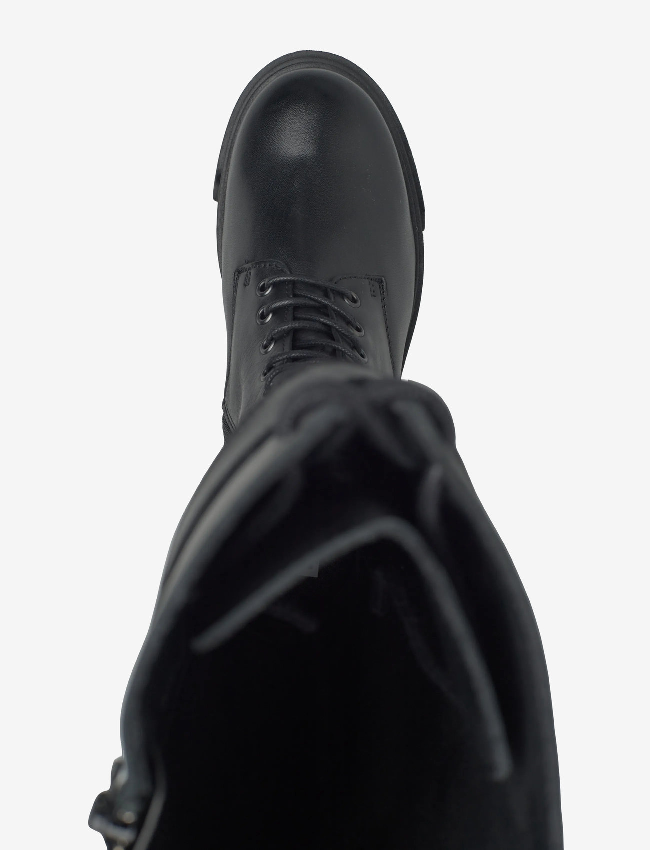 Bianco - BIAMIA Knee High Lace Up Boot Smooth Leather - langskaftede støvler - black - 3