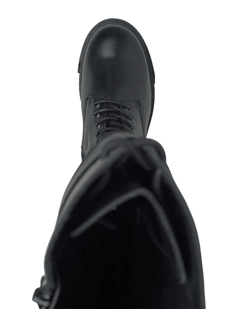 Bianco - BIAMIA Knee High Lace Up Boot Smooth Leather - langskaftede støvler - black - 3