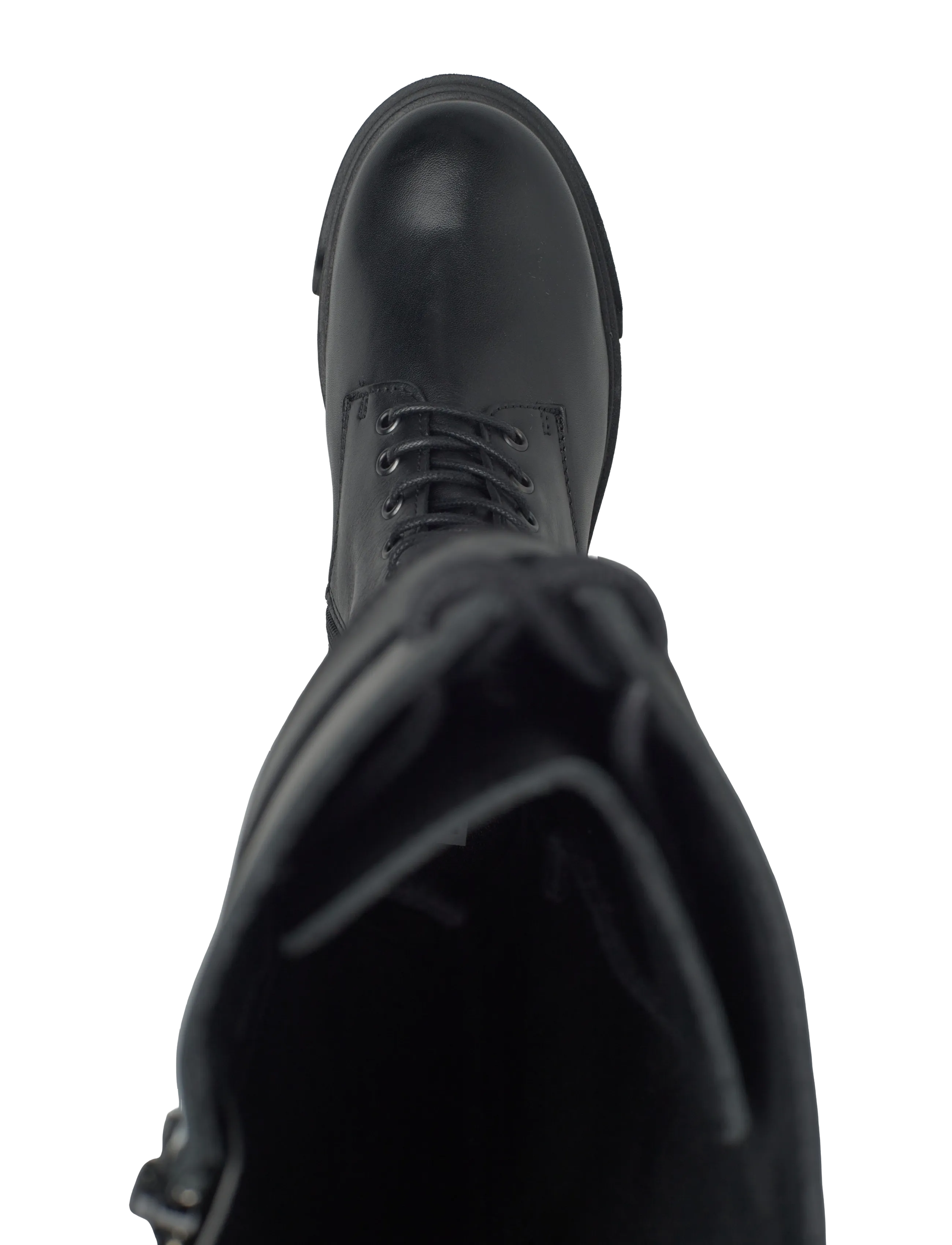 Bianco - BIAMIA Knee High Lace Up Boot Smooth Leather - knähöga stövlar - black - 4