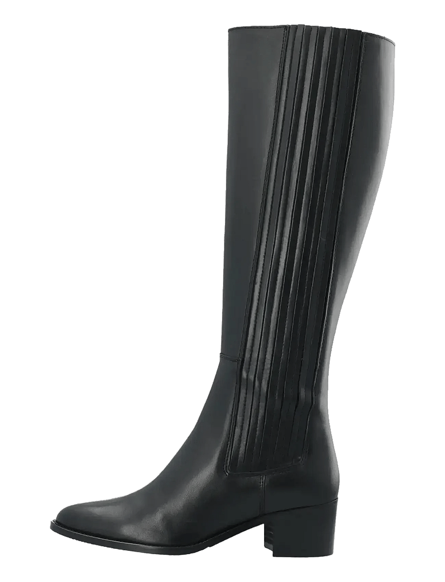 Bianco - BIACAROL Chelsea Knee High Boot Smooth Leather - pitkävartiset saappaat - black - 1