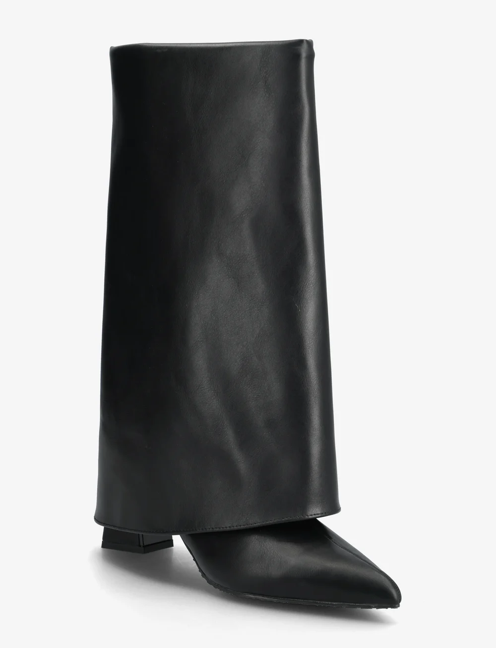 Bianco - BIAMARALYN Fold Over Boot Faux Leather - knähöga stövlar - black - 0