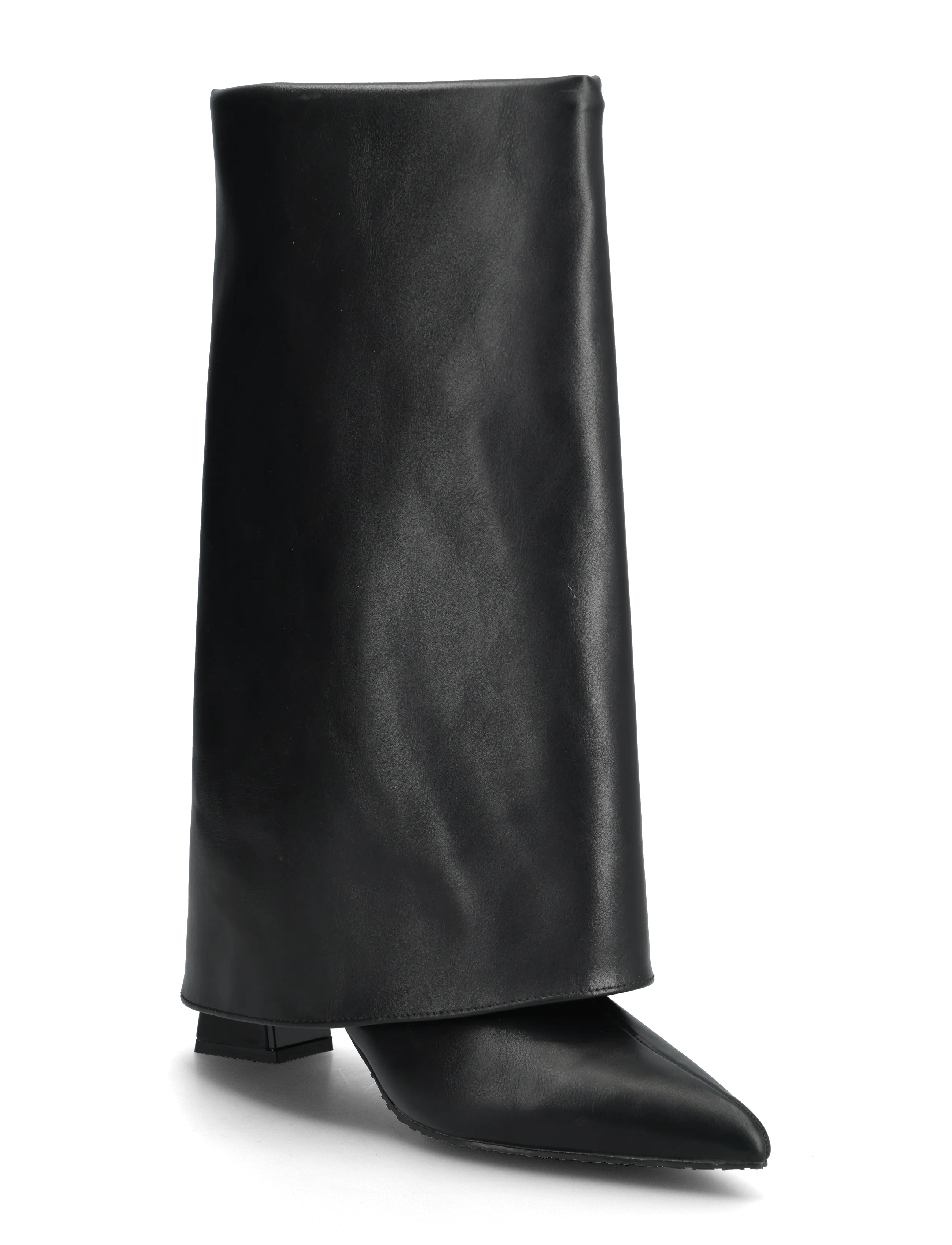 Bianco BIAMARALYN Fold Over Boot Faux Leather - Wysokie kozaki - BLACK / black