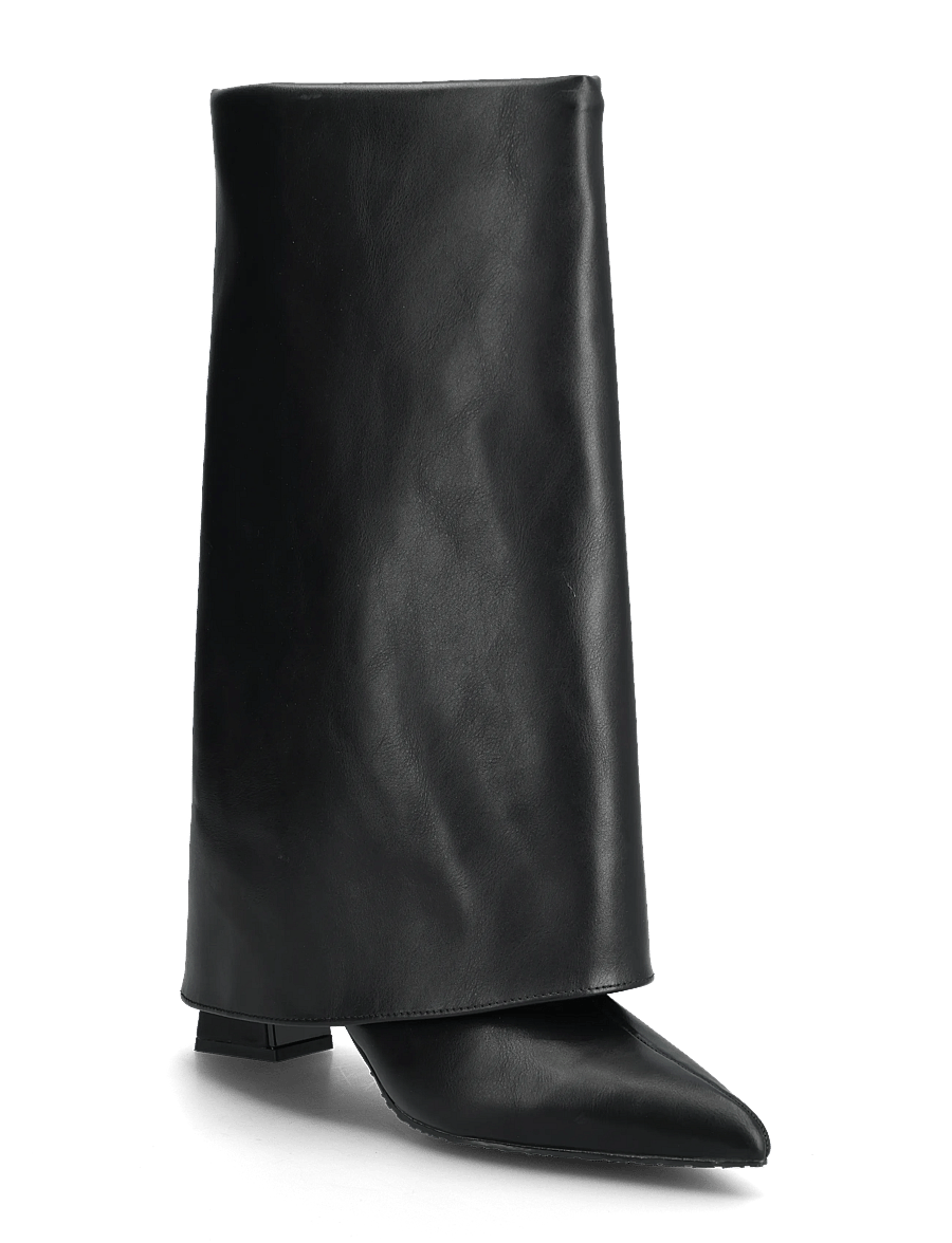 Bianco - BIAMARALYN Fold Over Boot Faux Leather - knähöga stövlar - black - 0