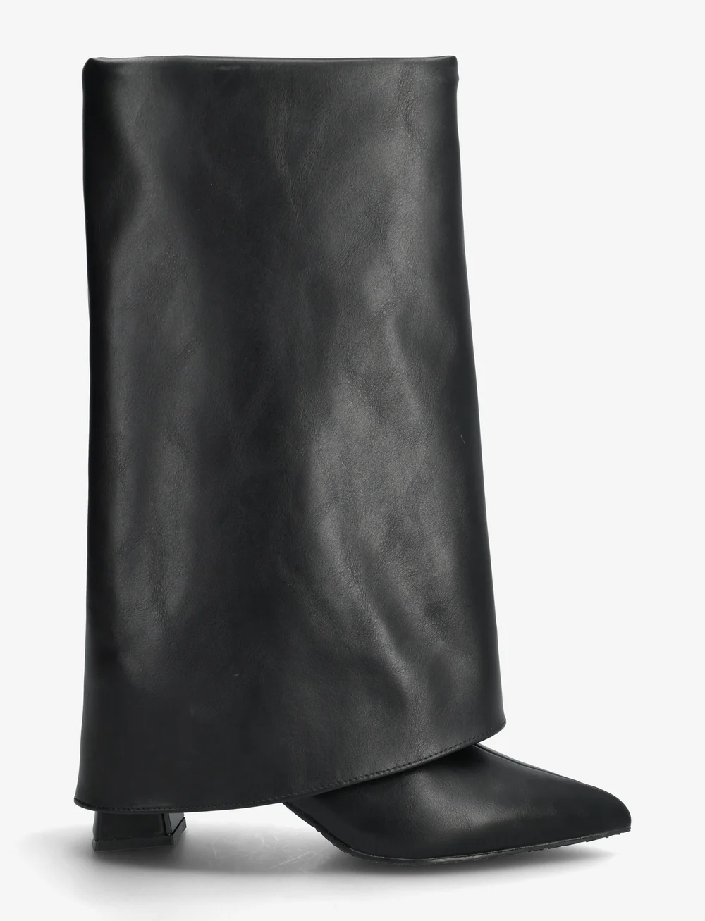 Bianco - BIAMARALYN Fold Over Boot Faux Leather - knähöga stövlar - black - 1