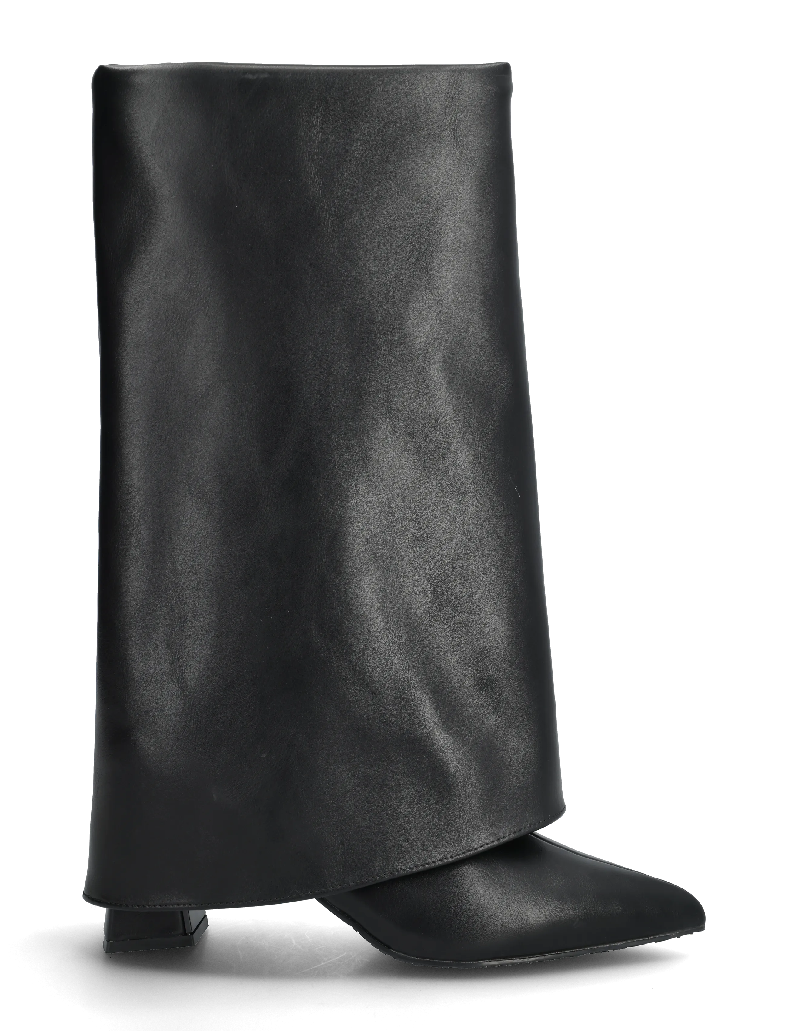 Bianco - BIAMARALYN Fold Over Boot Faux Leather - knähöga stövlar - black - 1