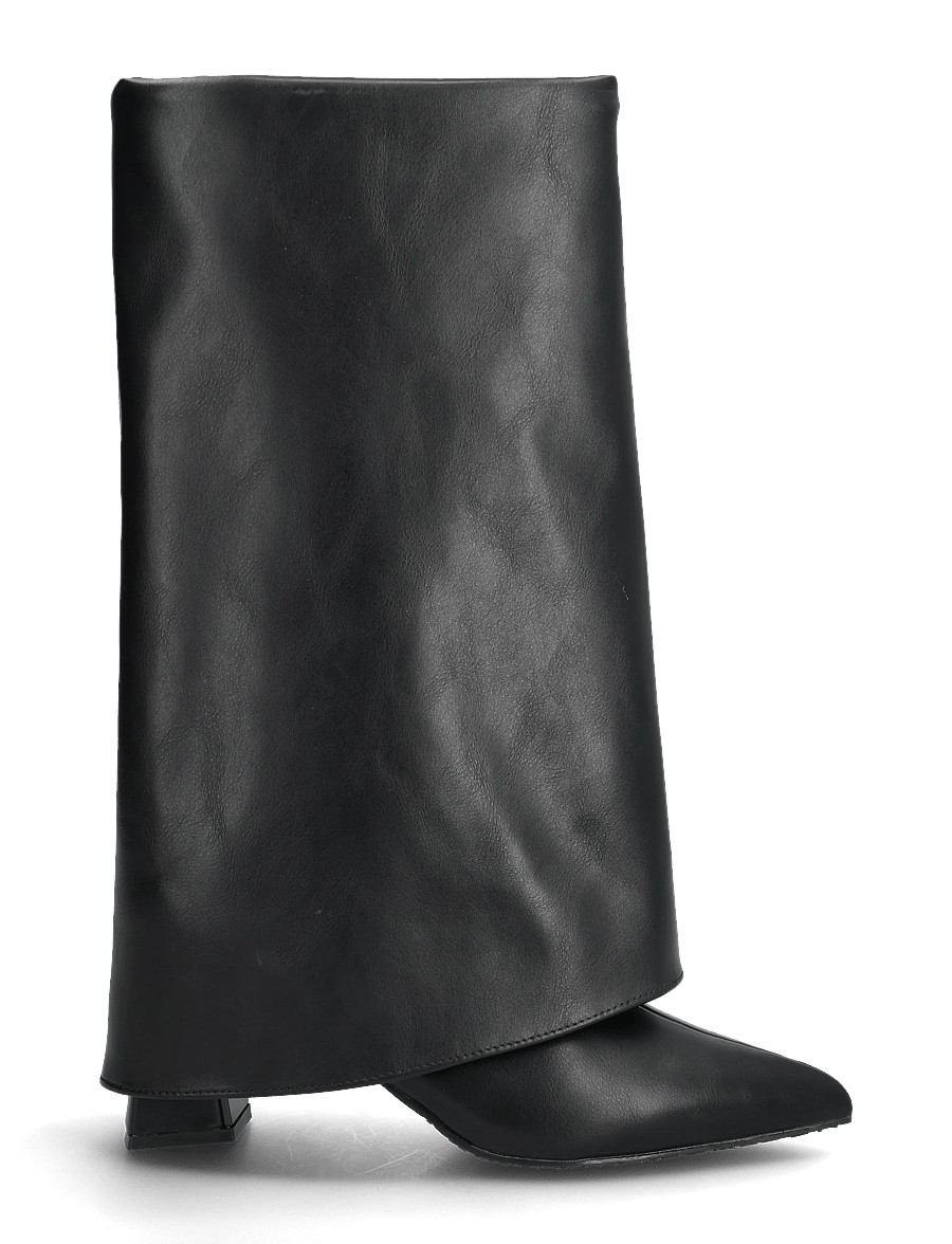 Bianco - BIAMARALYN Fold Over Boot Faux Leather - knähöga stövlar - black - 1