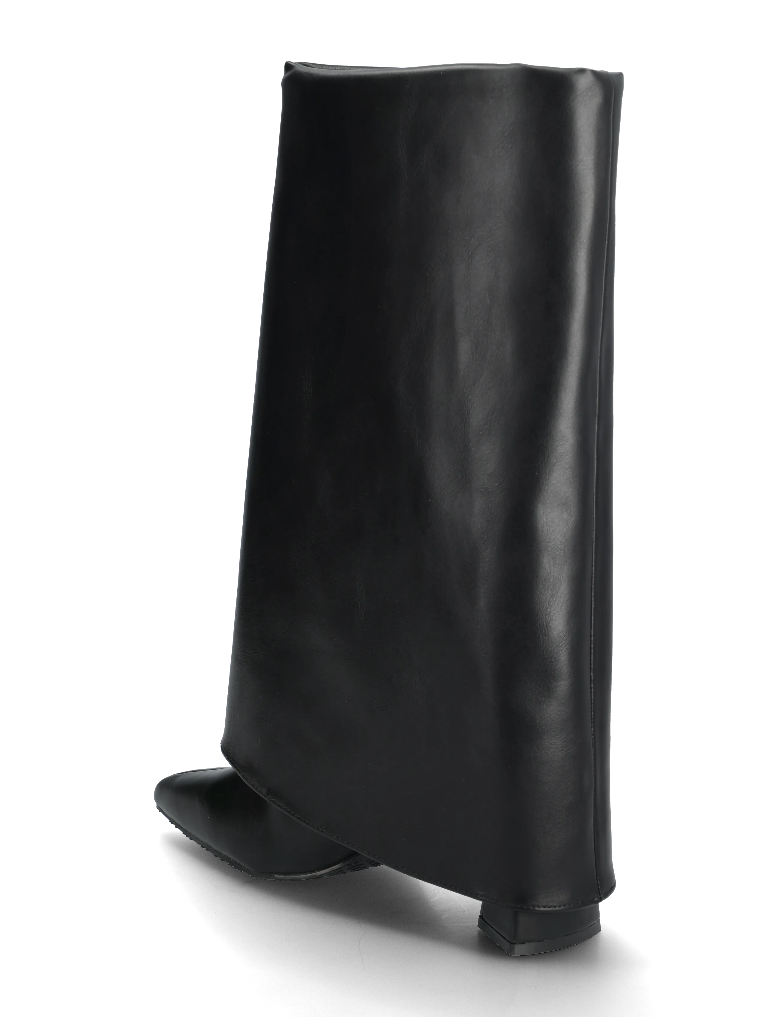 Bianco - BIAMARALYN Fold Over Boot Faux Leather - knähöga stövlar - black - 2