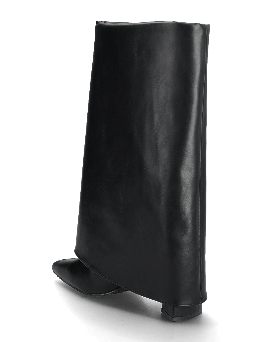 Bianco - BIAMARALYN Fold Over Boot Faux Leather - knähöga stövlar - black - 2