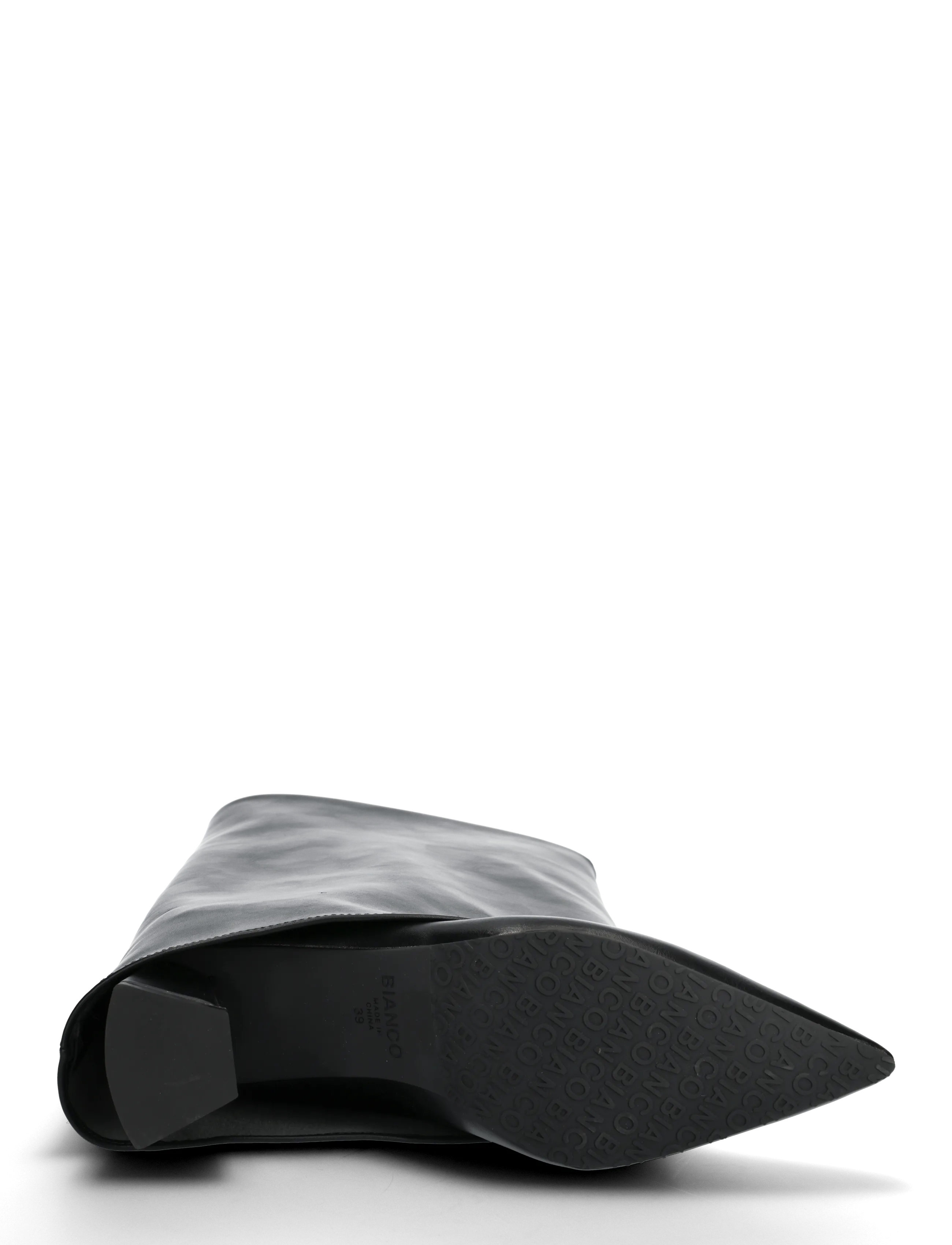 Bianco - BIAMARALYN Fold Over Boot Faux Leather - knähöga stövlar - black - 4