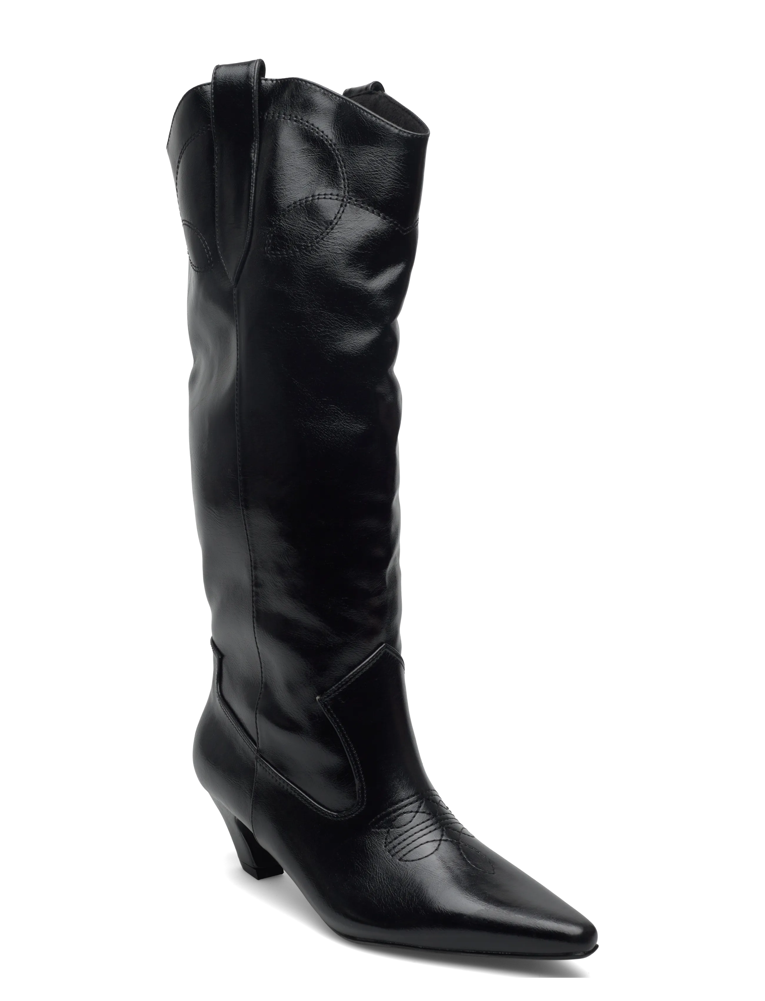Bianco Biabaley Knee High Western Boot Faux Leather, 39, Black, Tall Boots > Knee High Boots, Dame
