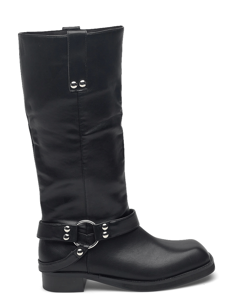 Bianco - BIAJESSE Pull On Biker Boot Faux Leather - kniehohe stiefel - black - 2