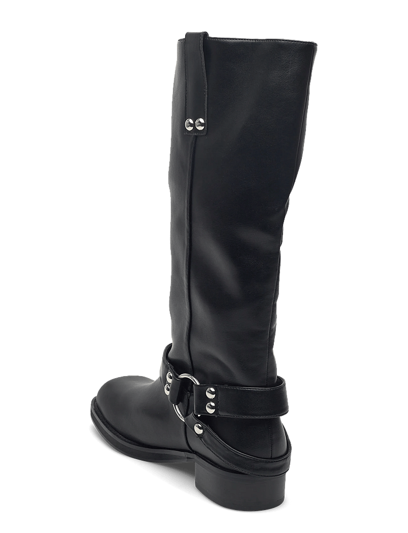 Bianco - BIAJESSE Pull On Biker Boot Faux Leather - kniehohe stiefel - black - 3