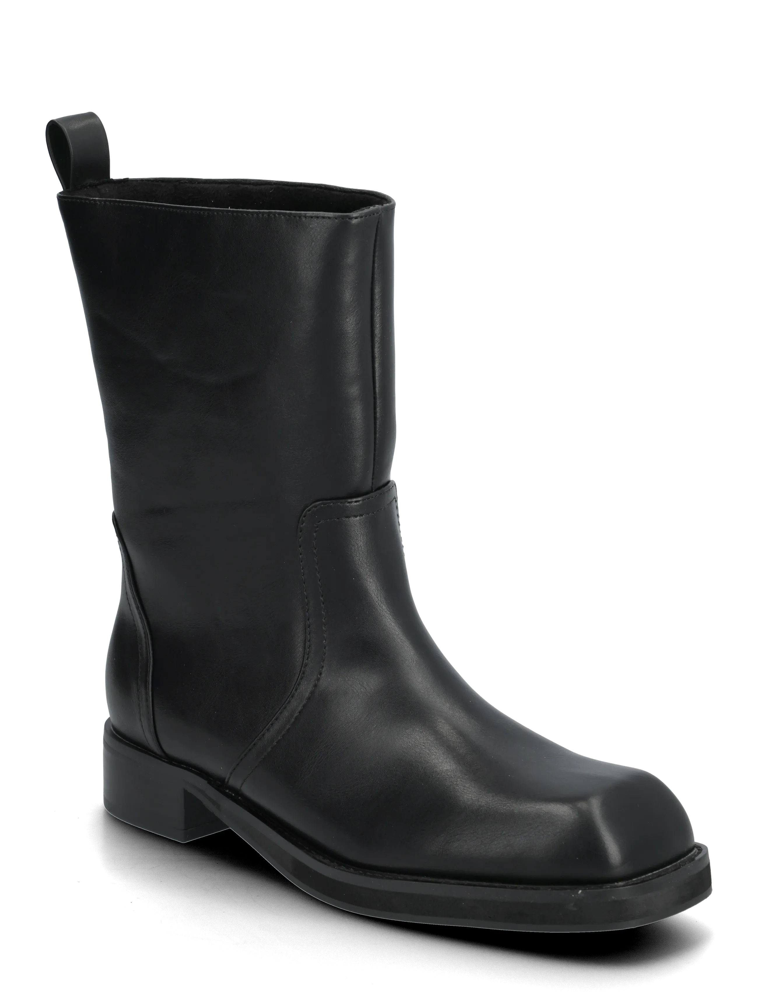 BIAJESSE Mid Pull On Boot Faux Leather - BLACK
