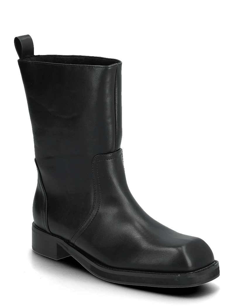 Bianco - BIAJESSE Mid Pull On Boot Faux Leather - flade ankelstøvler - black - 0