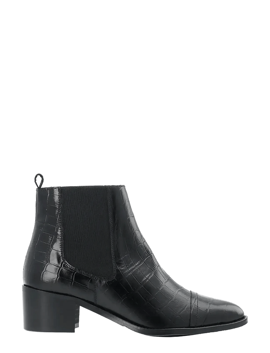 Bianco - BIACAROL Dress Chelsea Boot Croco Embossed Leather - bottines à talons - black - 0