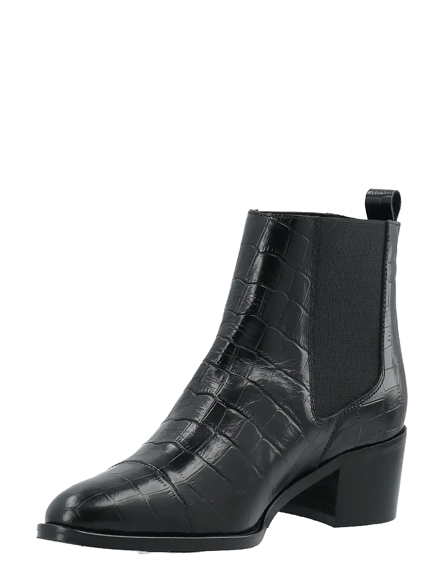 Bianco - BIACAROL Dress Chelsea Boot Croco Embossed Leather - bottines à talons - black - 1