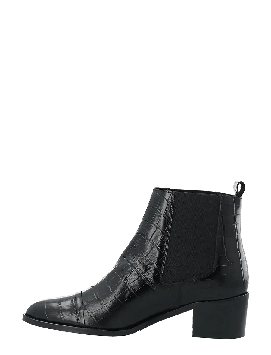 Bianco - BIACAROL Dress Chelsea Boot Croco Embossed Leather - bottines à talons - black - 2