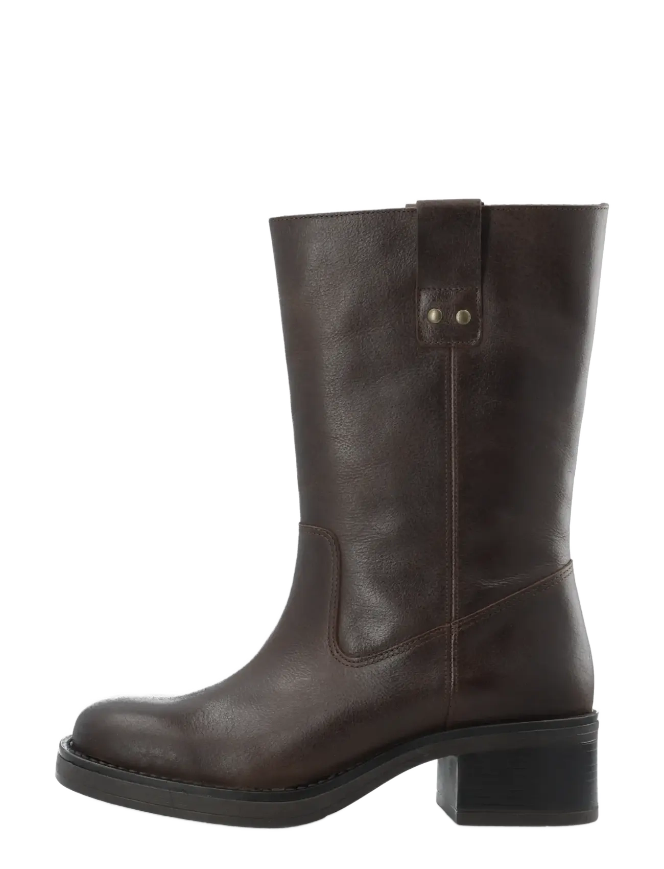 Bianco - BIAMARY Mid Pull On Boot Pull Up Leather - kontsaga poolsaapad - brown - 1