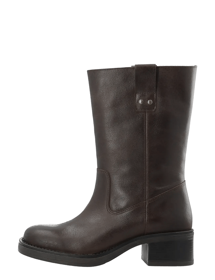 Bianco - BIAMARY Mid Pull On Boot Pull Up Leather - stiefeletten mit absatz - brown - 1