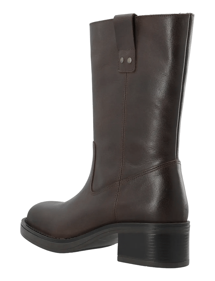 Bianco - BIAMARY Mid Pull On Boot Pull Up Leather - stiefeletten mit absatz - brown - 2