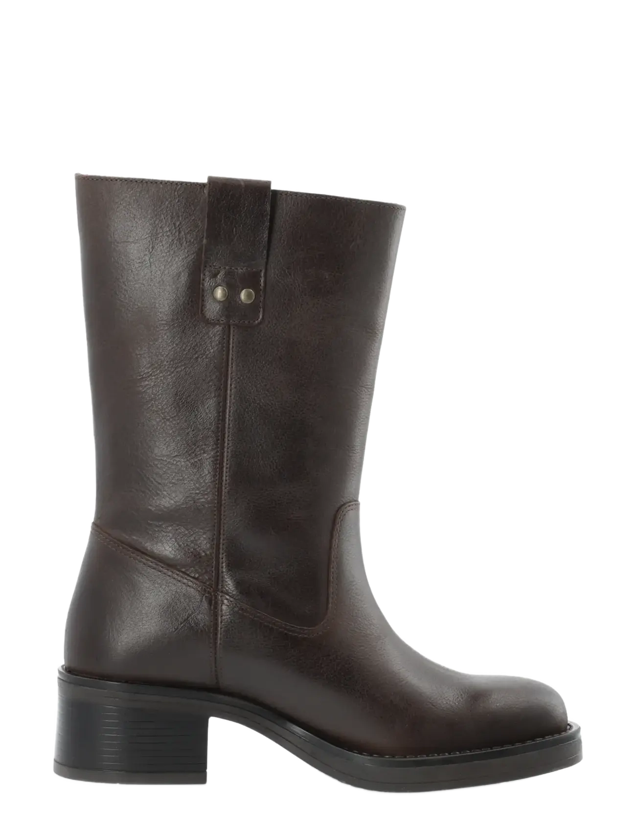 Bianco - BIAMARY Mid Pull On Boot Pull Up Leather - kontsaga poolsaapad - brown - 3